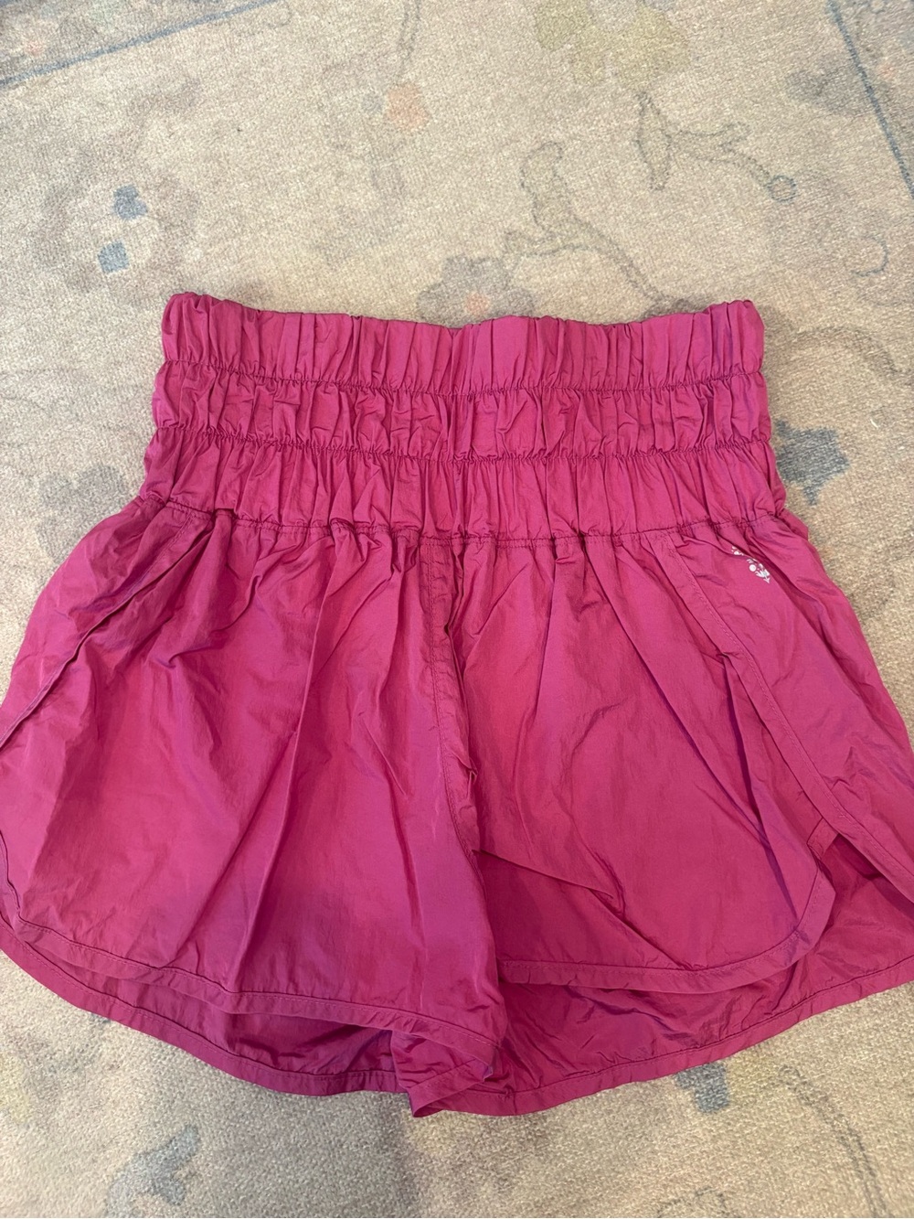 Free People High-Waist Shirred Magenta Athletic Shorts